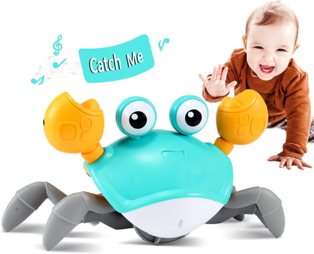 Baby Toys Infant Crawling Crab: Tummy Time Toy Gifts 3 4 5 6 7 8 9 10 11 12 Babies Boy Girl 3-6 6-12 Learning Crawl 9-12 12-18 Walking Toddler 36 Months Old Music Development Interactive Birthday Gift : Toys  Games