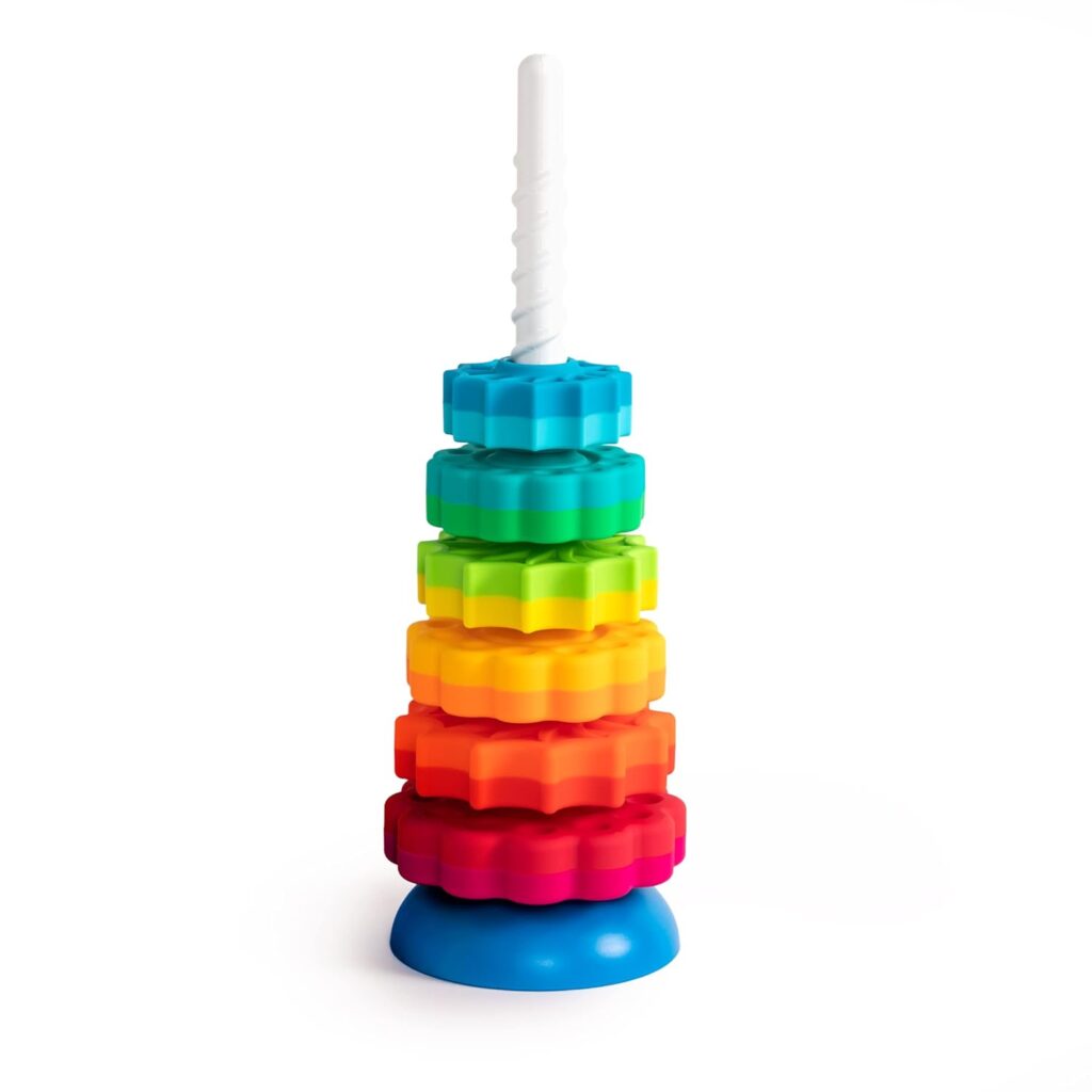 Fat Brain Toys SpinAgain - Corkscrew Stack-and-Sort Toy for Babies  Toddlers