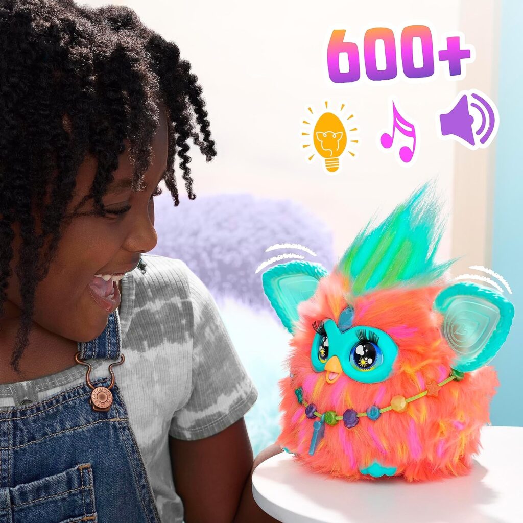 Furby Coral, 15 Fashion Accessories, Interactive Plush Toys for 6 Year Old Girls  Boys  Up, Voice Activated Animatronic