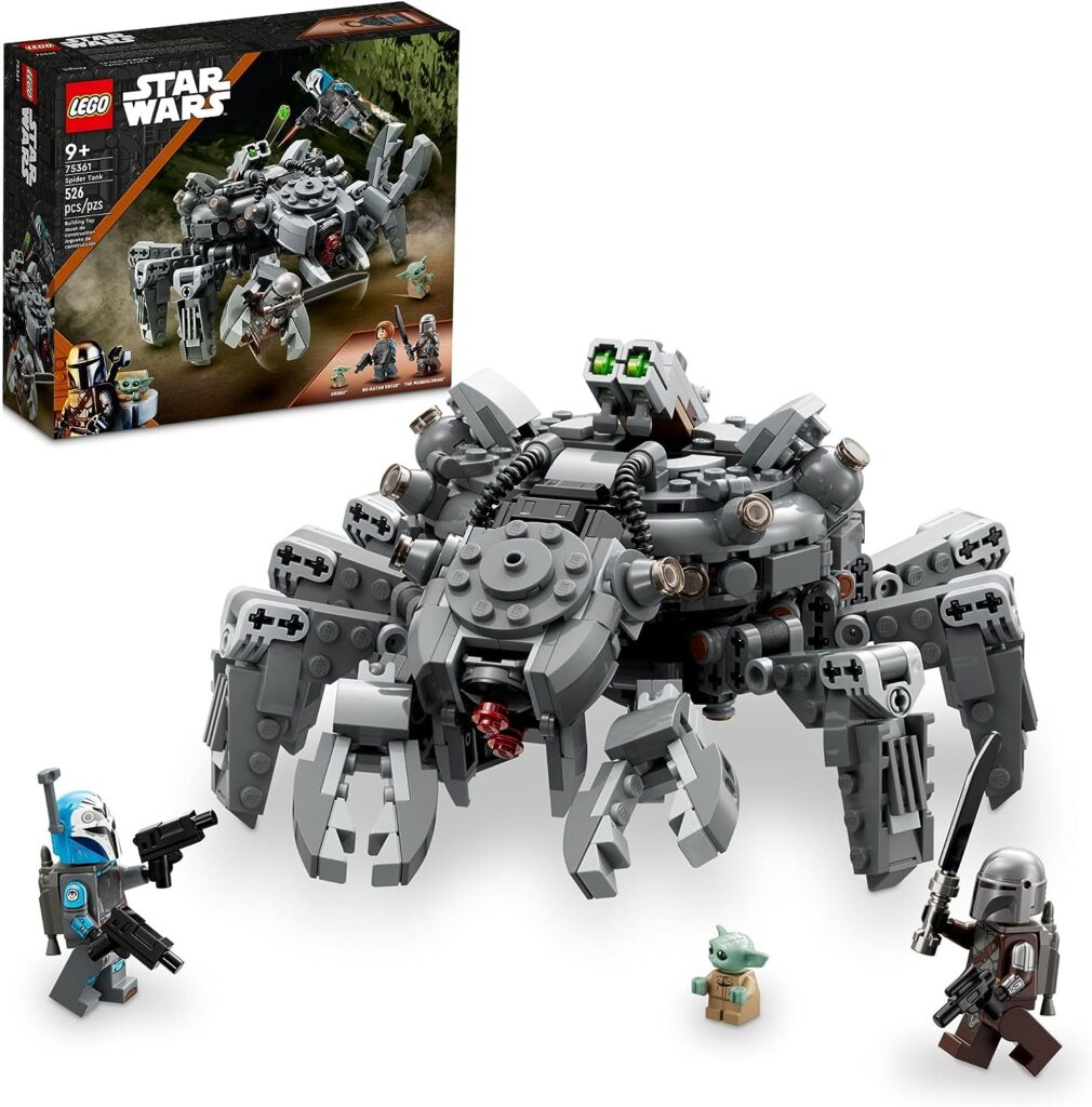 LEGO Star Wars Spider Tank 75361, Building Toy Mech from The Mandalorian Season 3, Includes The Mandalorian with Darksaber, Bo-Katan, and Grogu Baby Yoda Minifigures, Gift Idea for Kids Ages 9+