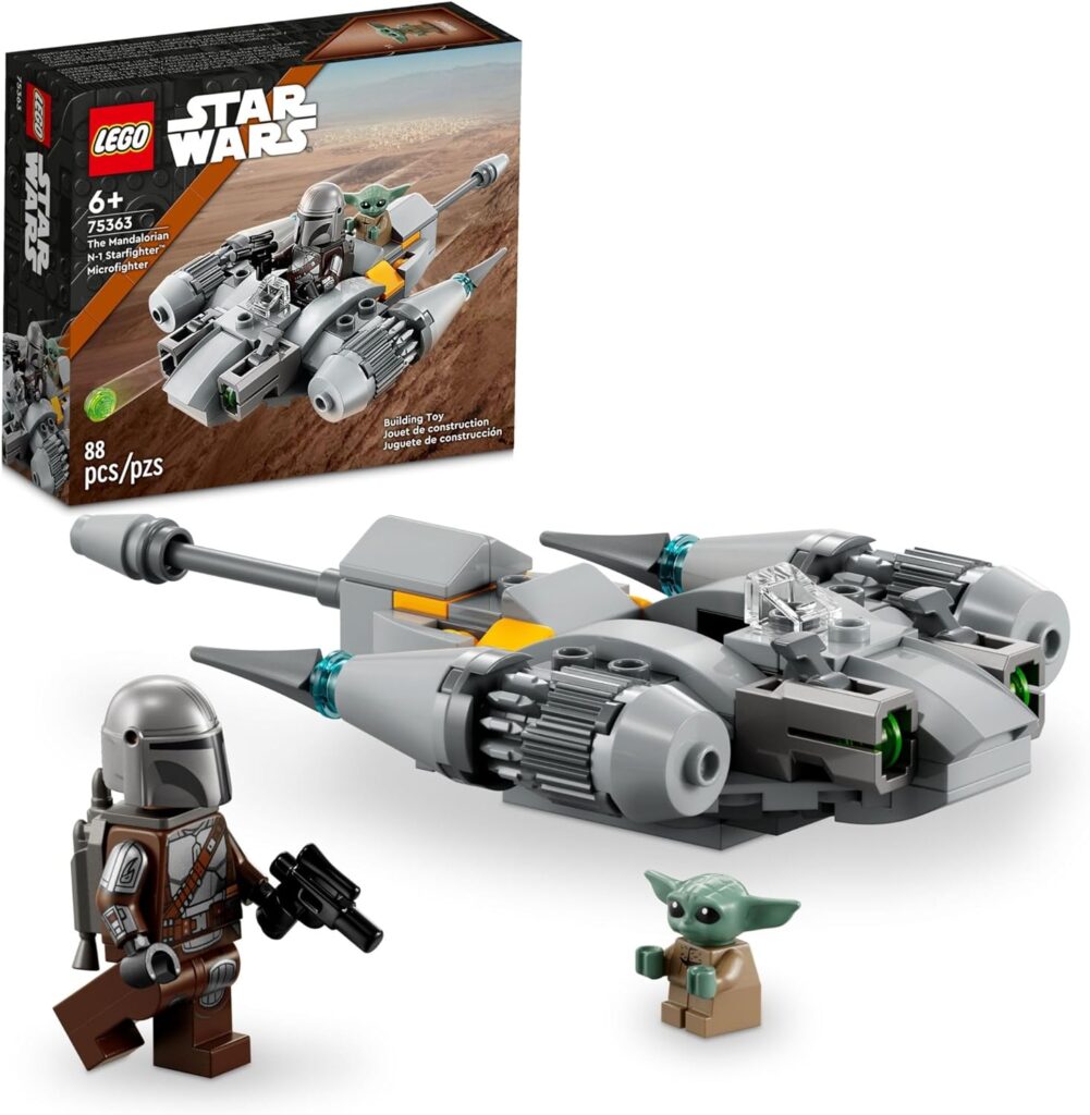 LEGO Star Wars The Mandalorian’s N-1 Starfighter Microfighter 75363 Building Toy Set for Kids Aged 6 and Up with Mando and Grogu Baby Yoda Minifigures, Fun Gift Idea for Action Play