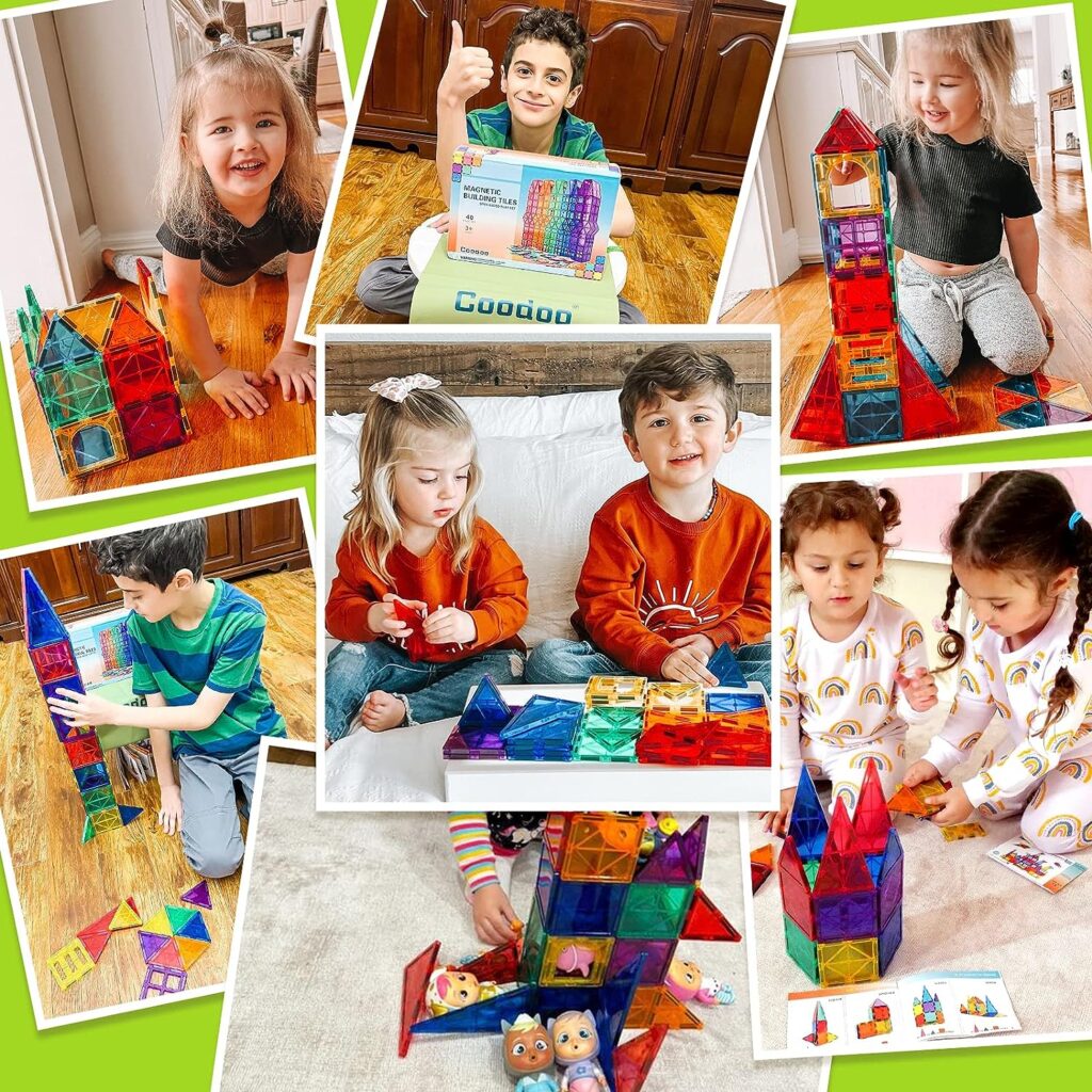 Magnetic Tiles Kids Toys STEM Magnet Toys for Toddler Magnetic Blocks Building Toys Preschool Learning Sensory Montessori Toys for 3+ Year Old Boys and Girls, Safe Creativity Toddler Kids Toys : Toys  Games