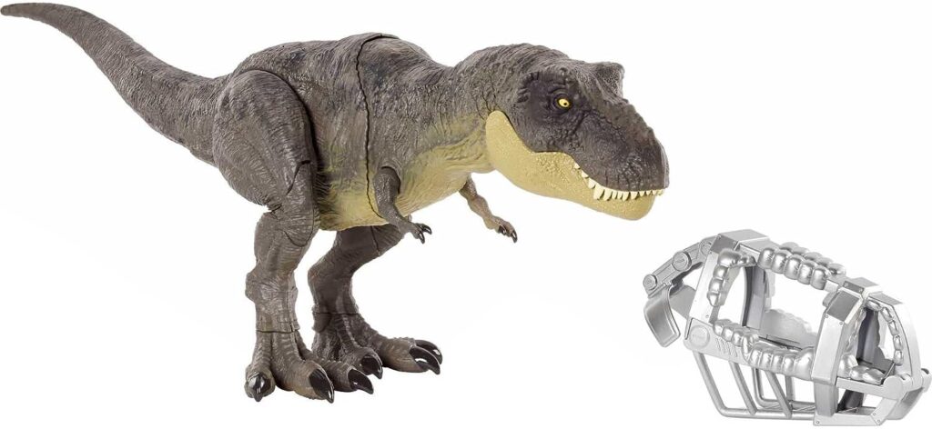 Mattel Jurassic World Toys Camp Cretaceous Dinosaur Toy, Stomp N Escape Tyrannosaurus Rex Action Figure with Stomping Motion