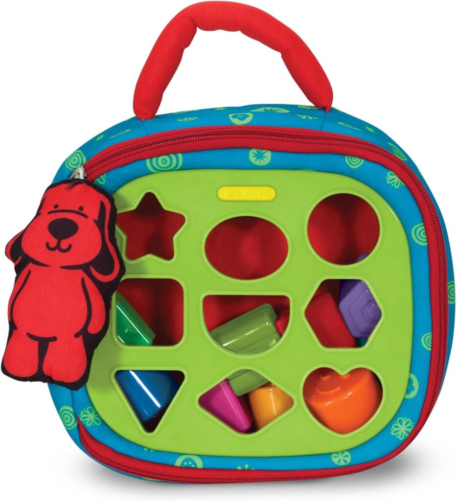 Melissa  Doug Ks Kids Take-Along Shape Sorter Baby Toy With 2-Sided Activity Bag and 9 Textured Shape Blocks - Sensory / Travel /Toys For Toddlers And Infants