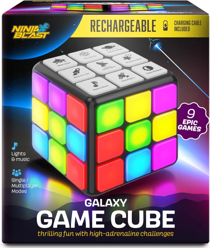 Rechargeable Game Activity Cube - 9 Fun Brain  Memory Games - Cool Toys for Boys and Girls - Christmas/Birthday Gifts for Ages 6-12+ Year Old Kids Tweens  Teens - Best Boy  Girl Toy Gift Ideas