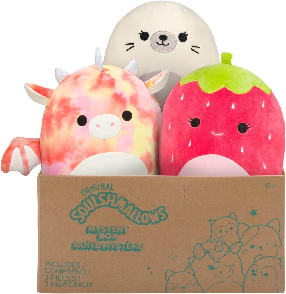 Squishmallows Official Kellytoy 8 Plush Mystery Pack - Styles Will Vary in Surprise Box That Includes Three 8 Plush